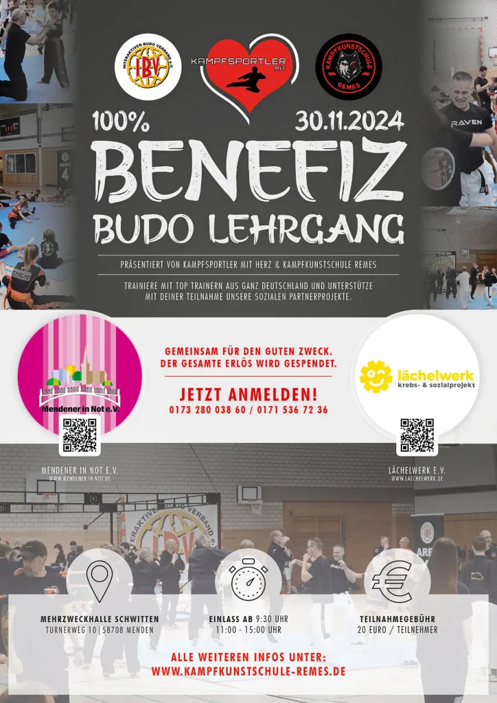 Benefitz Budo Lehrgang - Kampfsportler mit Herz - 30 November 2024 - Kampfkunstschule Remes - Menden